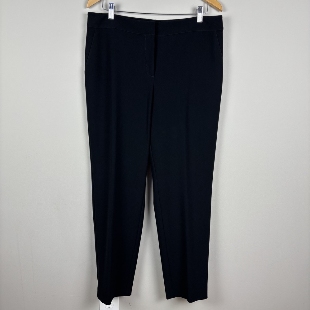 St John Caviar Emma Dress Pants Womens 12 Black Straight Leg Trousers Preppy